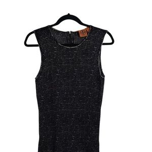 Tory Burch Wool Black Printed Scoop Neck  Sleeveless Top Size Large
